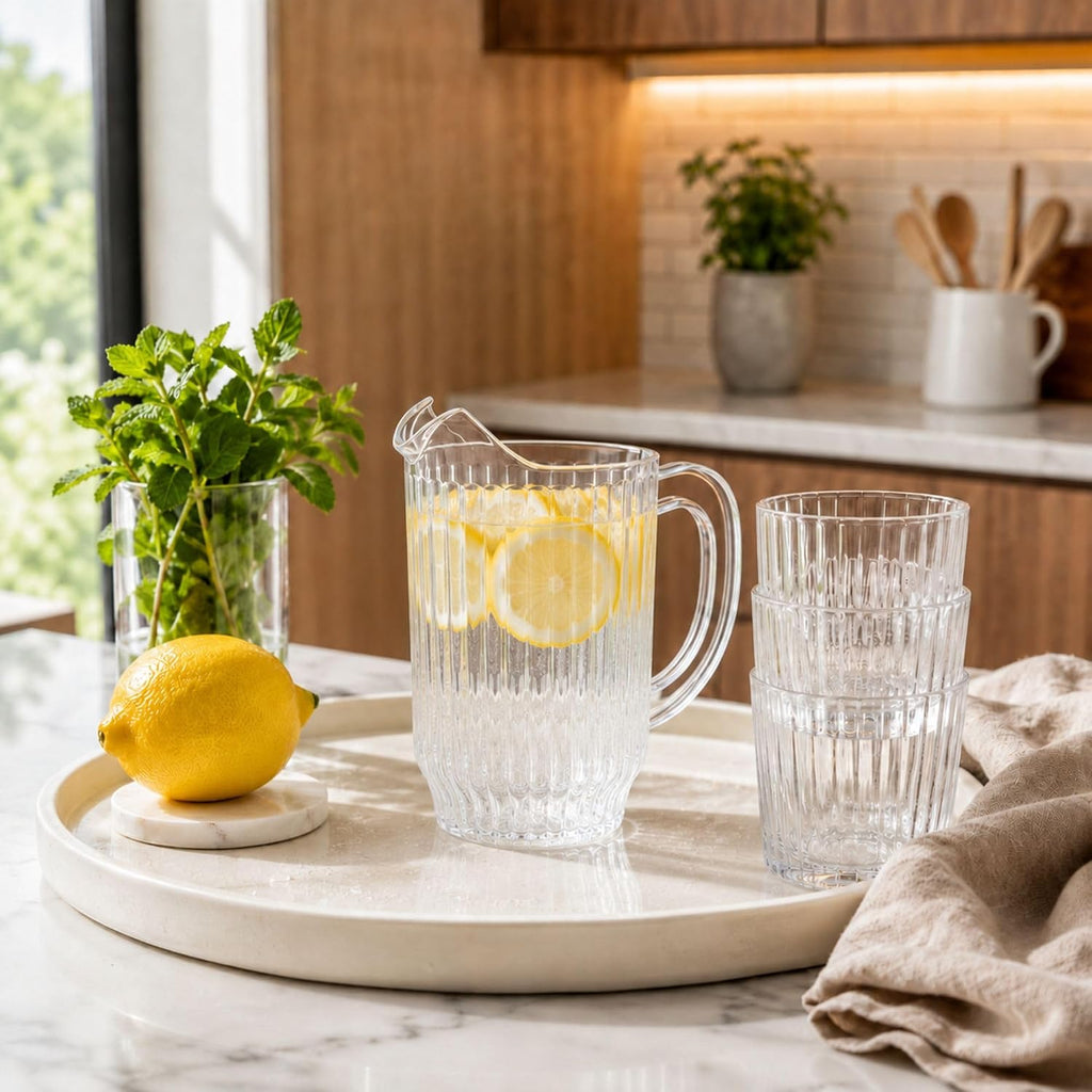 32 oz Clear Plastic Water Pitcher, Contoured Lip, 1 Count
