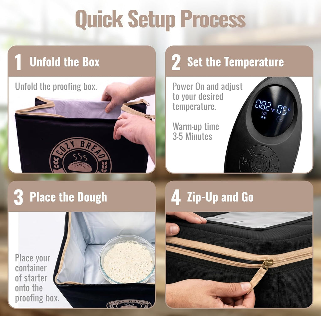 Proofer | Sourdough Proofing Box | Thermostat Control | Collapsible Bread Proofer for Dough Fermentation | USA Brand