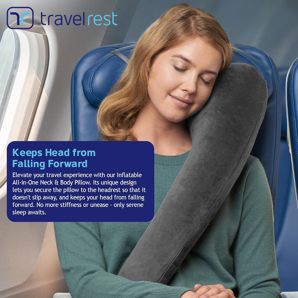 All-in-One Travel Neck Support & Body Pillow - Airplane Pillow for Long Flight Comfort, Travel Essentials, Sleeping