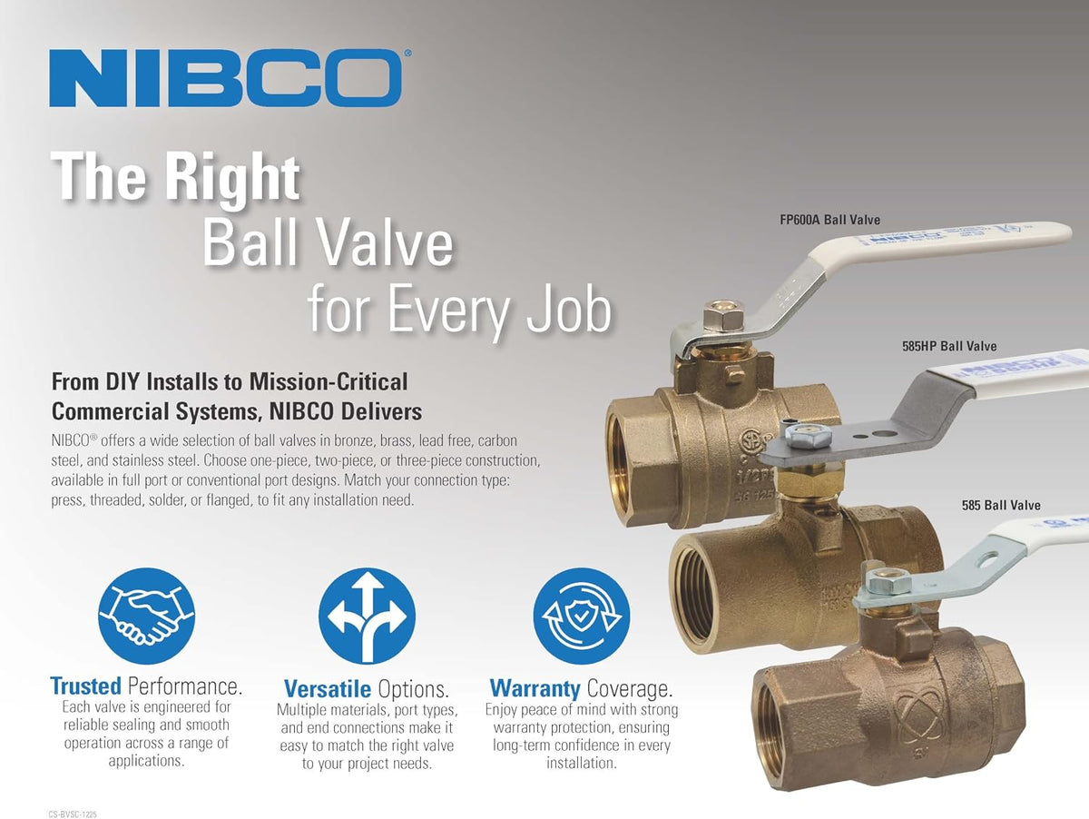 NIBCO S-585HP-LF 1" Solder Full Port Ball Valve