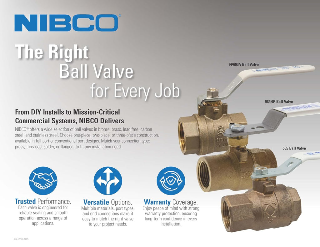 NIBCO Fig No T-585-80-LF, 1 in. LF Two-Piece Bronze Ball Valve, Threaded
