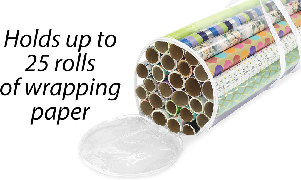 6044-4924 Clear Gift Wrap Organizer - Zippered Storage for 25 Rolls