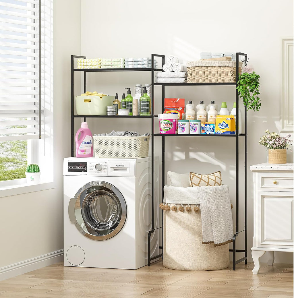 Over the Washer and Dryer Storage Shelf, 4-Tier Laundry Room Organizer with Adjustable Shelves & Leveling Feet, Heavy