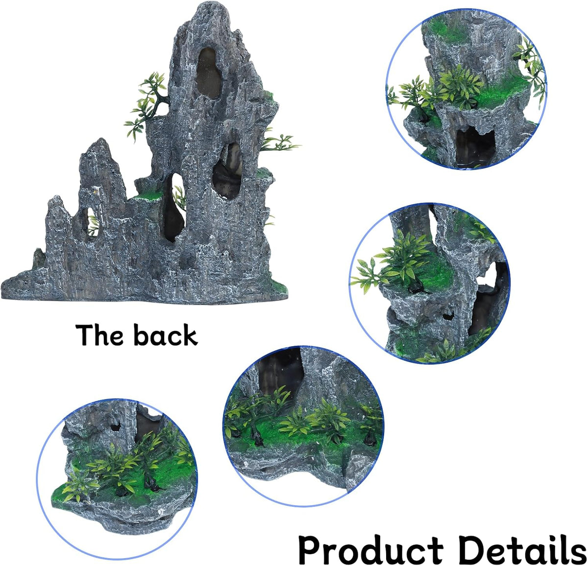 Extra Large Aquarium Decorations, Resin Castle and Artificial Rock with Plants (Ancient Temple with Mountain) Fish