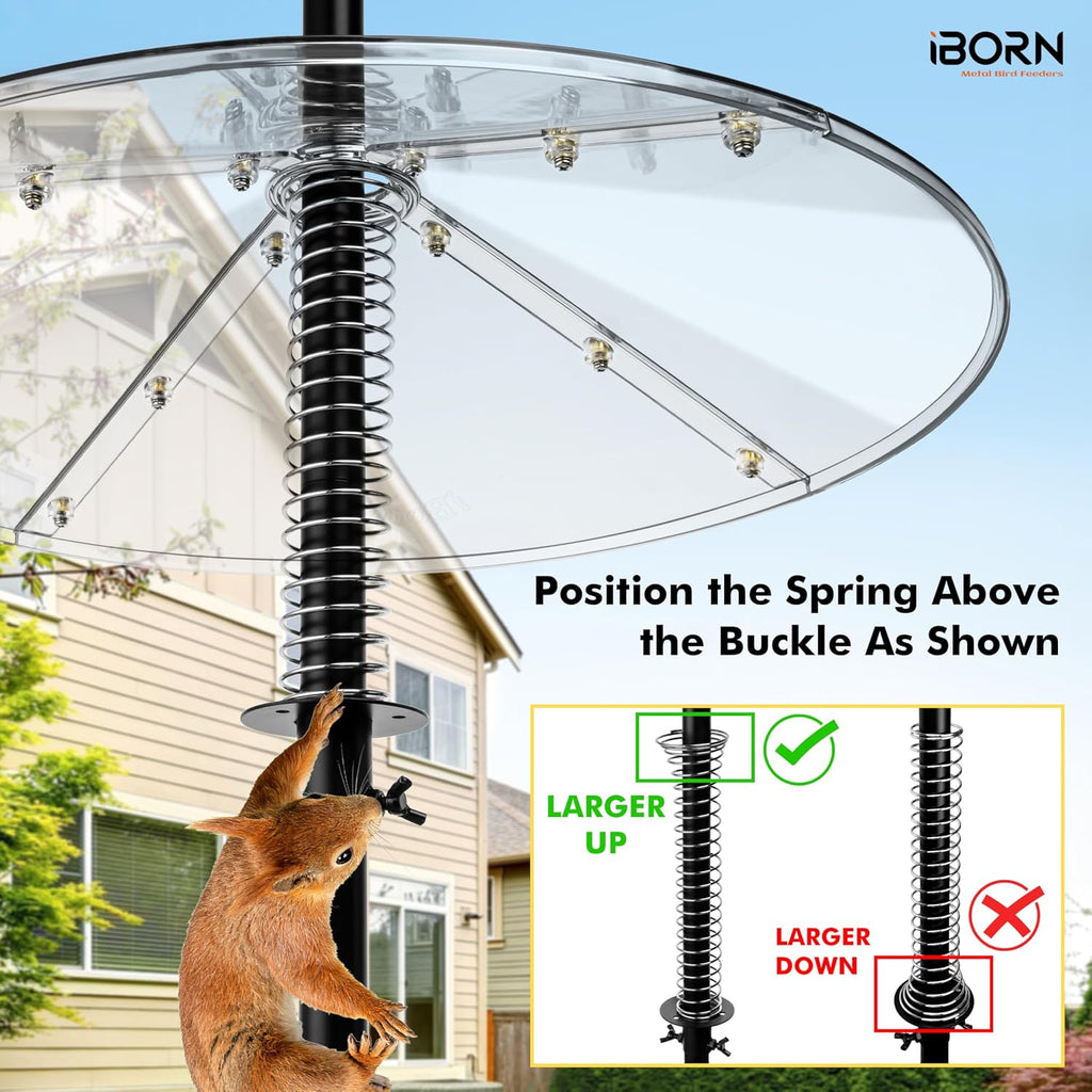 Spring Squirrel Baffle for Bird Feeder Pole, 19.6” Oversized Spring Squirrel Guard Defender, Bird Feeder for Outdoors