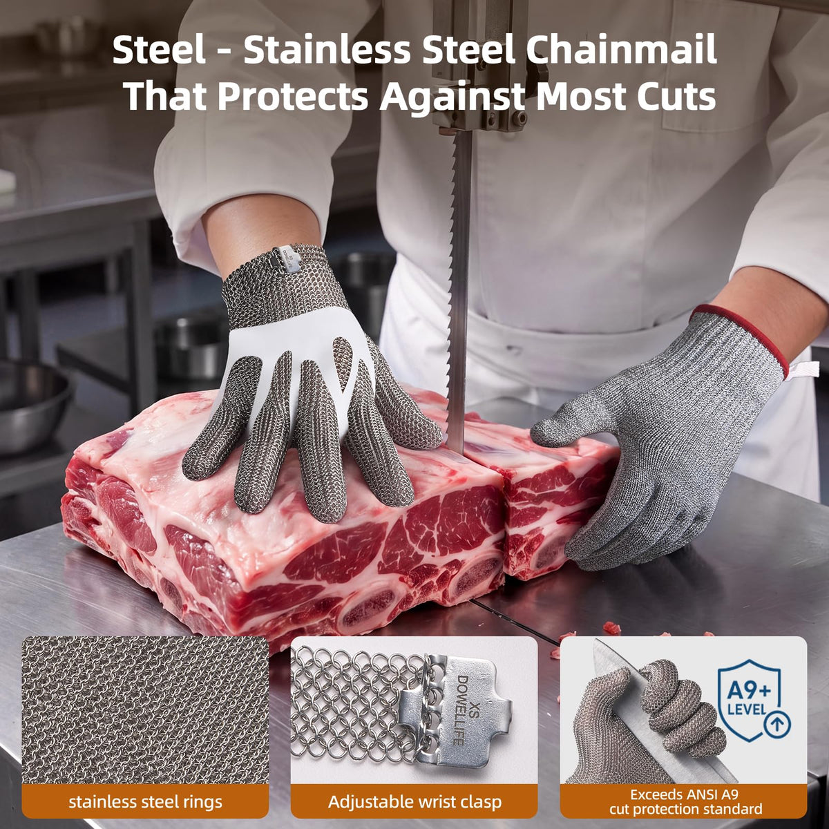 Steel. Fine. No Cuts. Food Grade Cut Resistant Glove (Small)