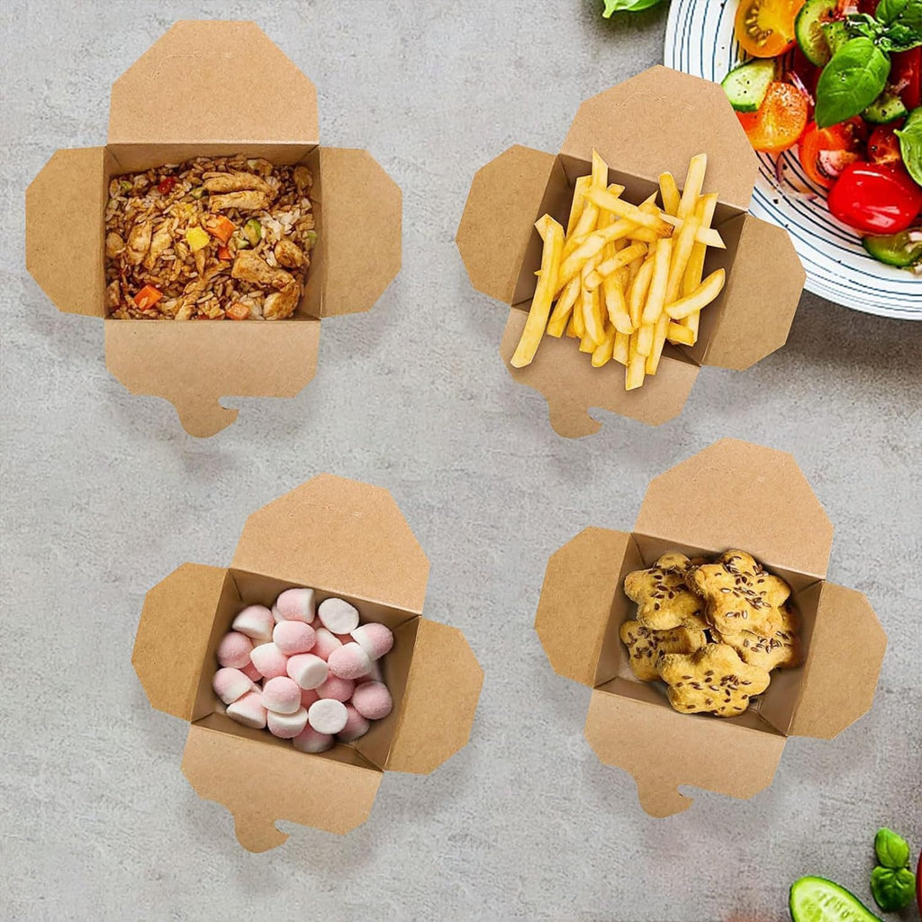100-Pack Chinese Take Out Boxes,25oz Kraft Brown To-Go Containers