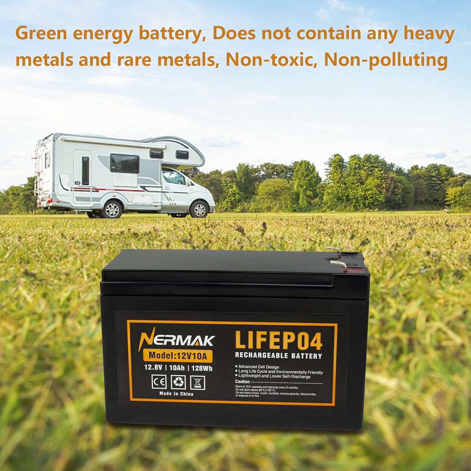 2 Pack 12V 10Ah Lithium Ion LiFePO4 Deep Cycle Battery, 2000+ Cycles Rechargeable Battery for Solar/Wind Power