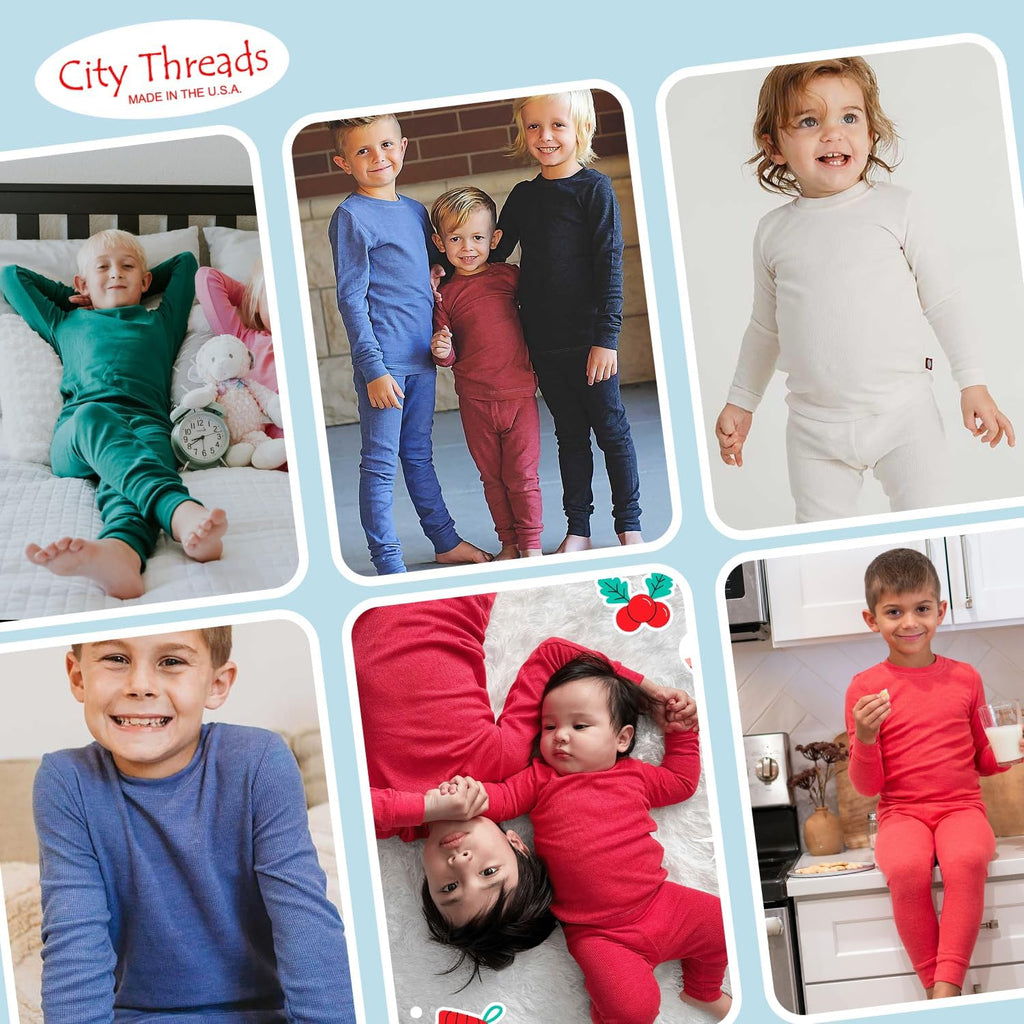Baby Boys Thermal Underwear Set Sensory Friendly Kids Long Johns, Thermal Set for Boys Base Layer for Ski