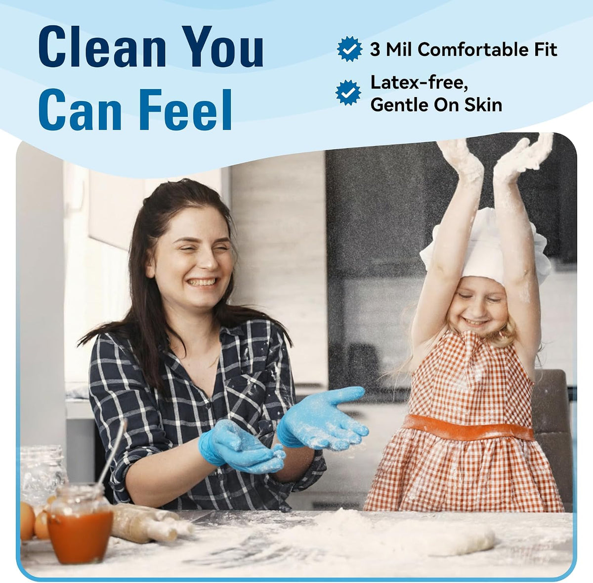 Food Safe Disposable Gloves Latex Free, Blue
