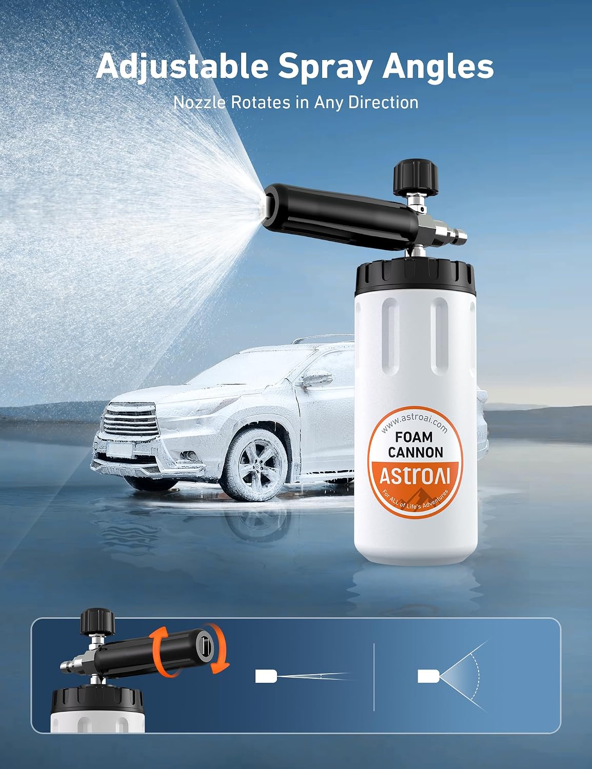 Foam Cannon for Pressure Washer with 1/4" Quick Connect Plug, 1 L | Thick Foam, Car Wash, Heavy Duty Durable Foam