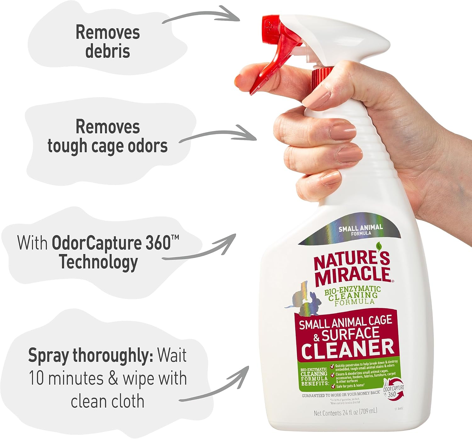 Nature’s Miracle Small Animal Cage and Surface Cleaner, Bio-Enzymatic Cleaning Formula, Destroy Tough Stains and
