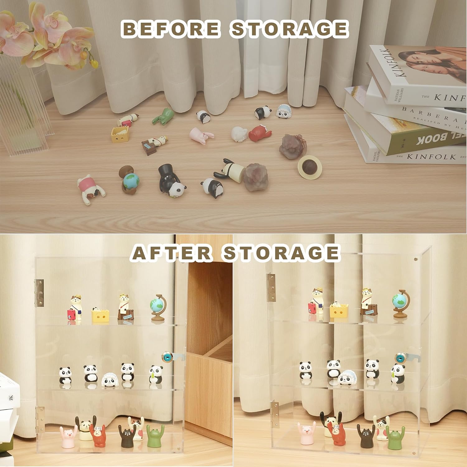 3 Shelf Locking Display Case with Key, Acrylic Countertop Cabinet | Clear dustproof lockable showcase, vitrinas para
