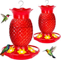 Glass Hummingbird Feeders for Outdoors Hanging 16oz 2 Pack Red Pineapple Bee & Ant Proof 360°Perch Leakproof Easy