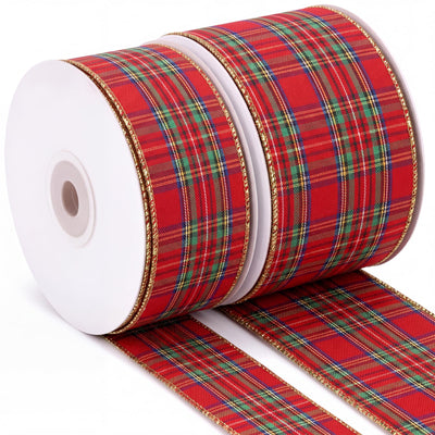 Summer Christmas Gingham Ribbon Wired Edge Buffalo Plaid Ribbon