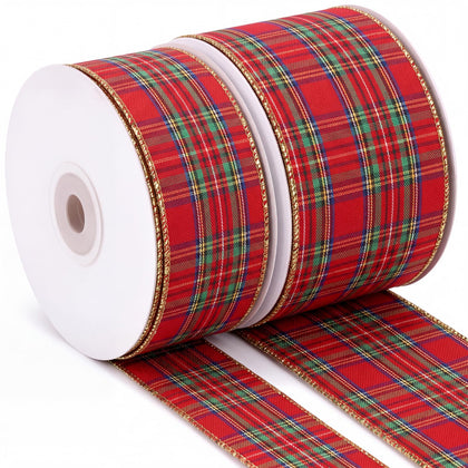 Summer Christmas Gingham Ribbon Wired Edge Buffalo Plaid Ribbon
