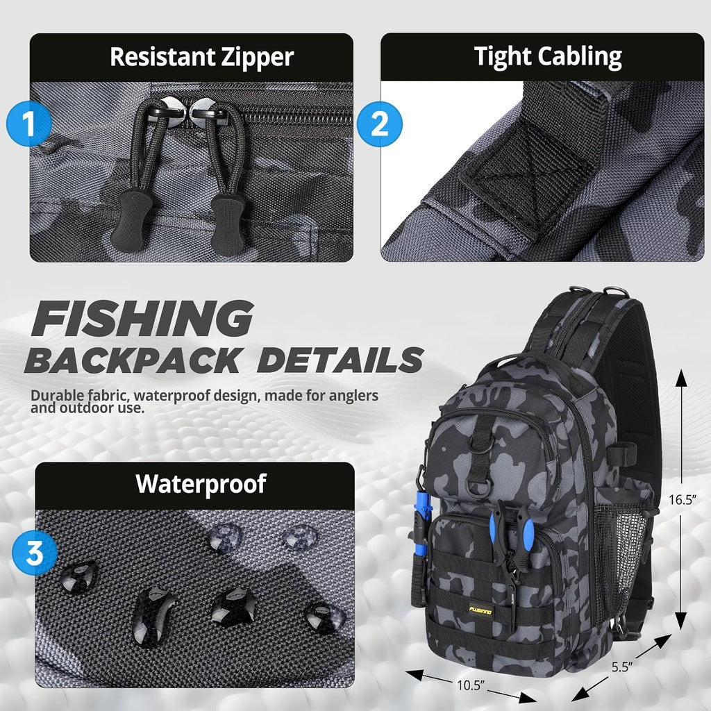 Fishing Backpack with Fishing Rod and Reel Combos Tackle Boxes, Waterproof Tackle Backpack for Fishg Gear with Rod
