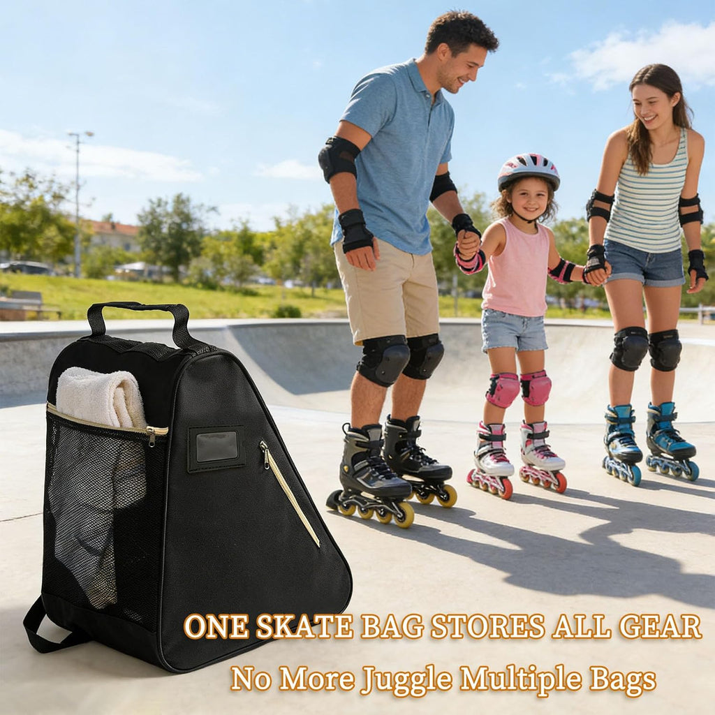 Roller Skate Bag,Adjustable Shoulder Strap ice Skate Bags for Girls Boys and Adults,Large Capacity Breathable Skate