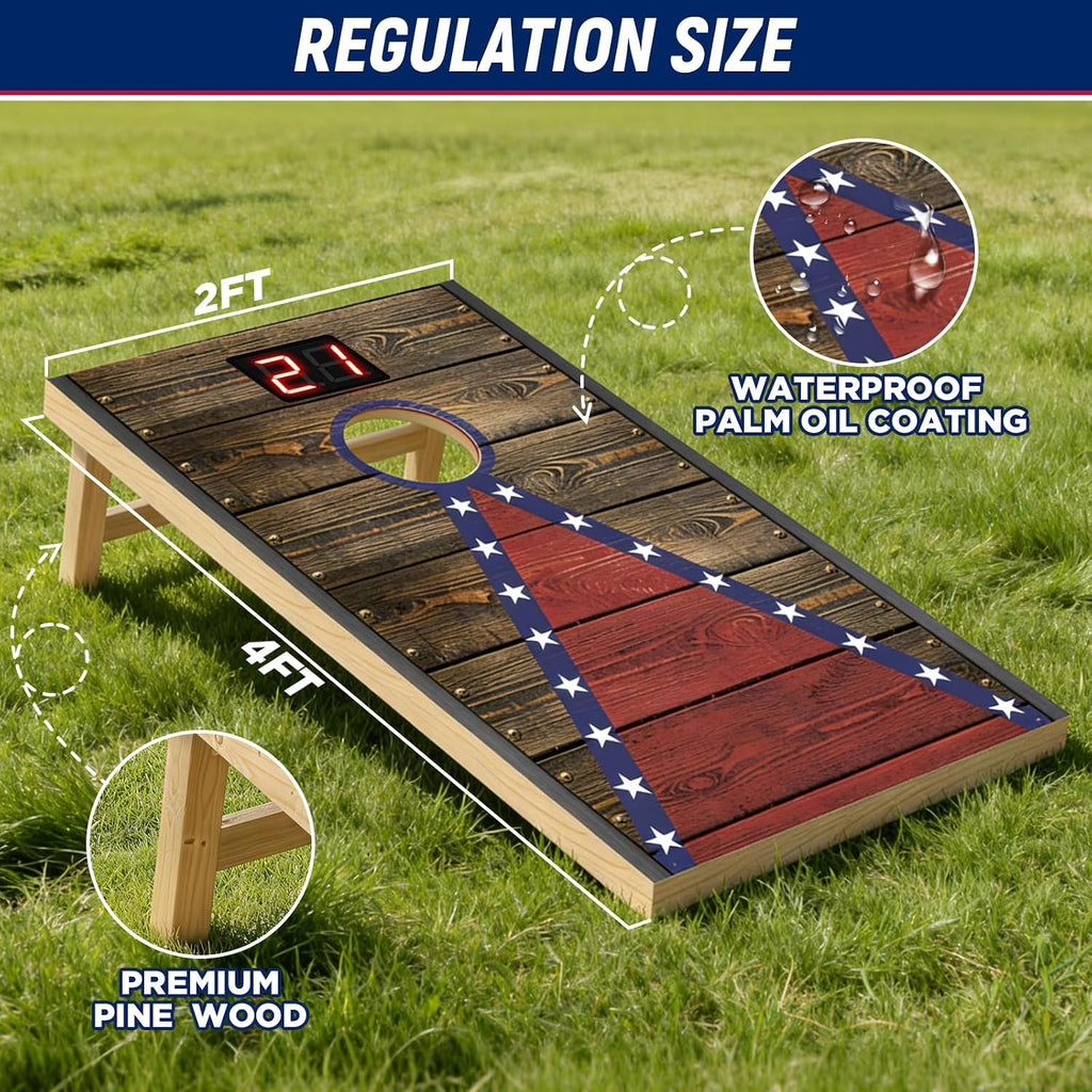 Electronic Cornhole Board Set 3x2 4x2ft Automatic Scoring Corn Hole Game for Adults & Kids - Tailgate Size Infrared