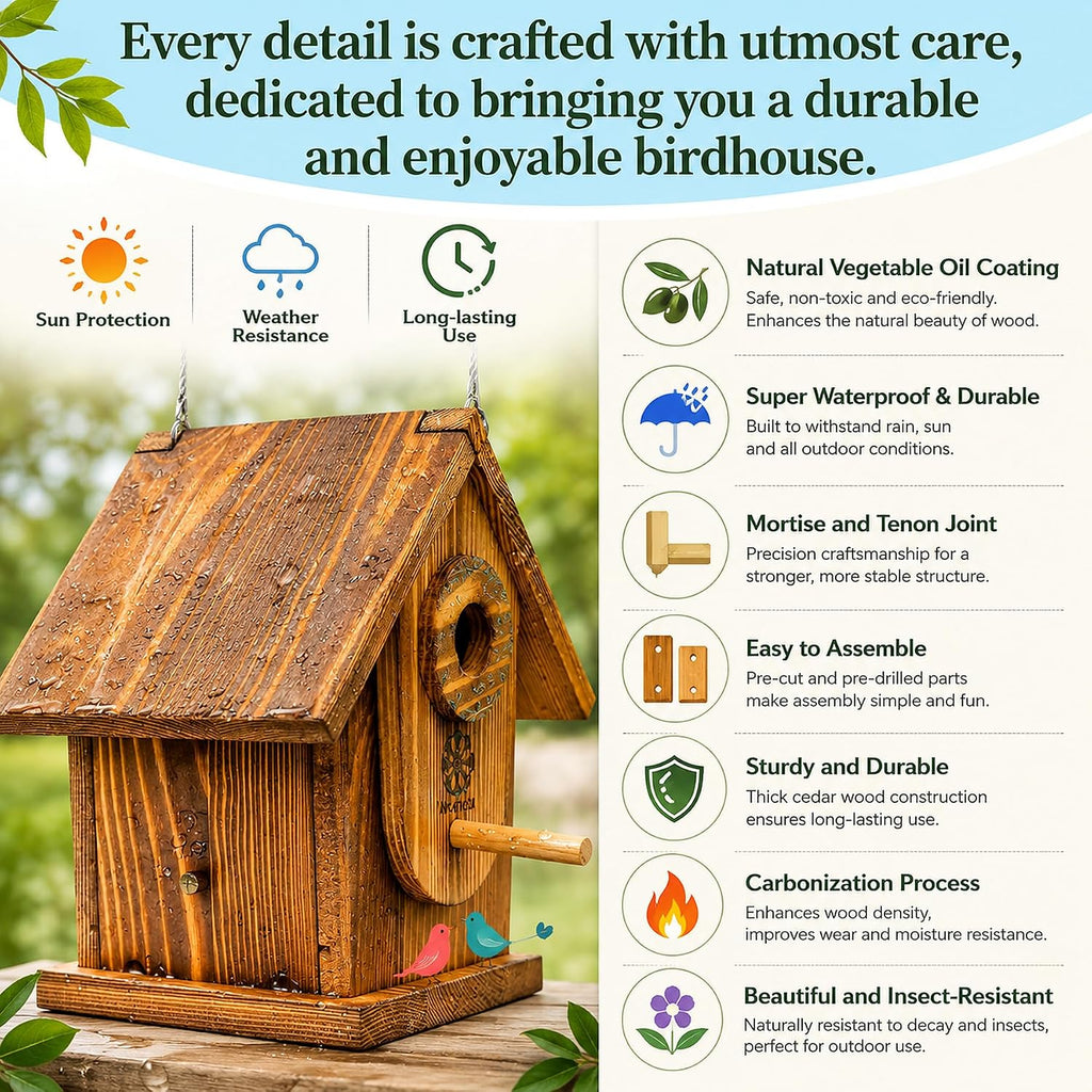 Bird House Kit for Kids & Adults, DIY Cedar Birdhouse with Paint