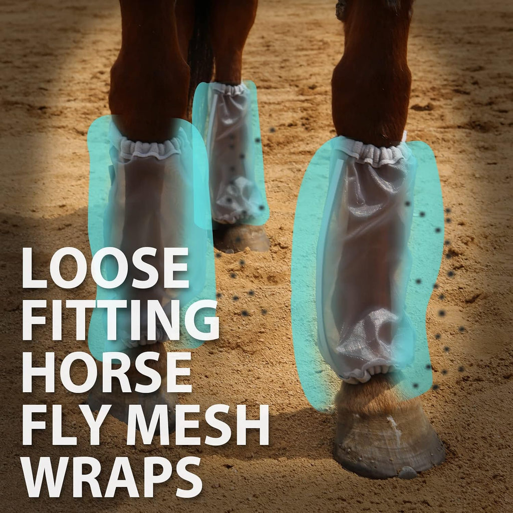 Universal Size Horse Leggings Fine Mesh Horse Fly Boots Greatly Reduce Stomping Breathable Horse Boots Leg Wraps (Set