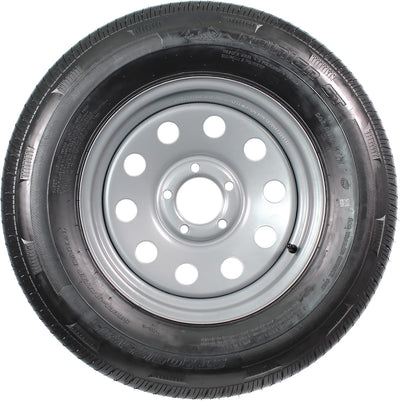 Radial Trailer Tire Rim Assembly ST205/75R15 Load C 5 Lug Silver