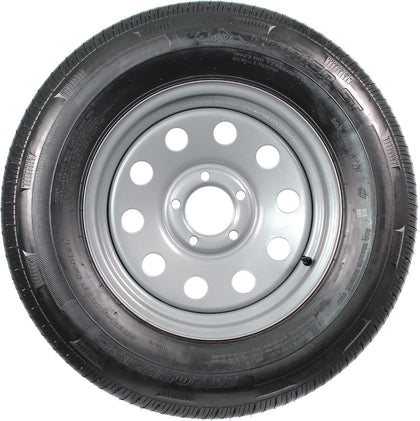 Radial Trailer Tire Rim Assembly ST205/75R15 Load C 5 Lug Silver