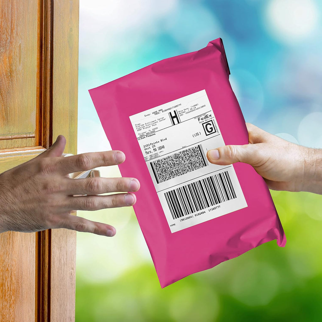 Pink Poly Mailers, 7.5" x 10.5", Pack of 200