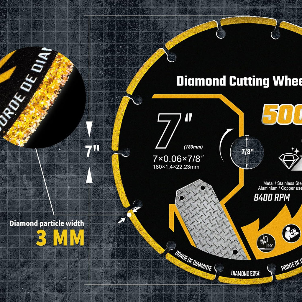 7 Inch Cut Off Wheel Diamond Cutting Wheel for Metal, 7/8" Arbor