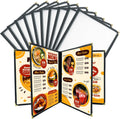 FLKQC 10pcs 4 Page Menu Covers, 8 View 8.5 x 11 Inch Clear PVC Menu Holder