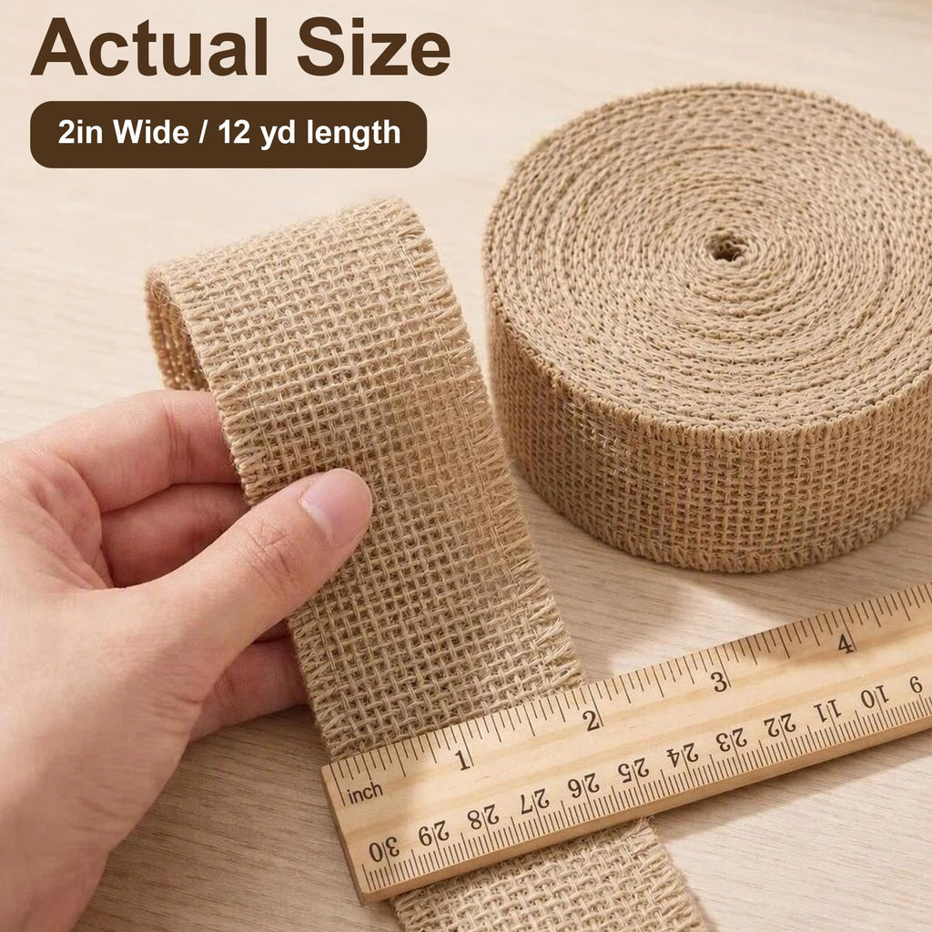 2" Burlap Ribbon 12Yards, Jute Craft Roll for Wrapping