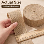 2" Burlap Ribbon 12Yards, Jute Craft Roll for Wrapping