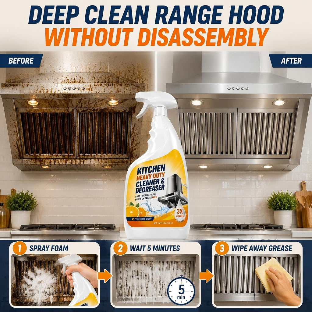 Kitchen Degreaser Spray, Heavy Duty Foaming Grease Remover, 16.9 fl oz