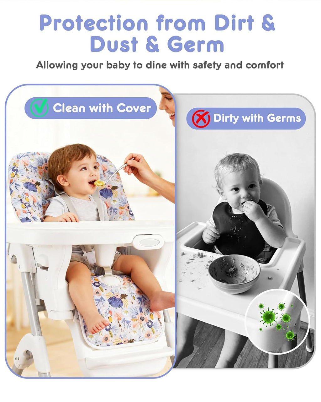 Baby High Chair Cover Replacement, Reversible & Waterproof High Chair Cushion Pad Home & Restaurant use, Includes