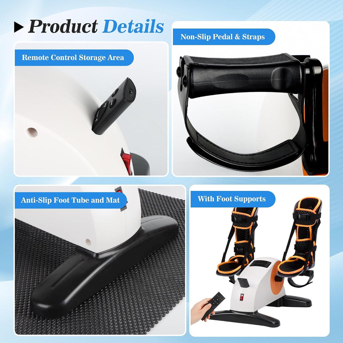 Motorized Pedal Exerciser for Seniors with Leg Support