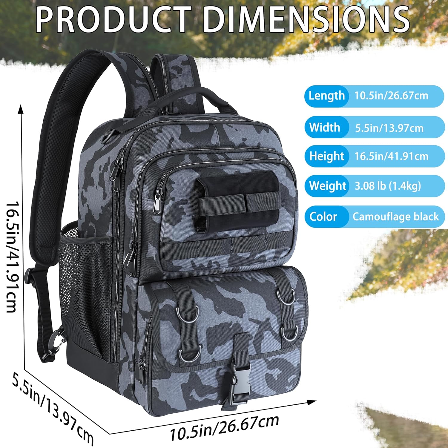 Fishing Backpack with Tackle Boxes,Fishing Sling Tackle Bag with Rod Holder Waterproof Fishing Bag with Fishing Gear