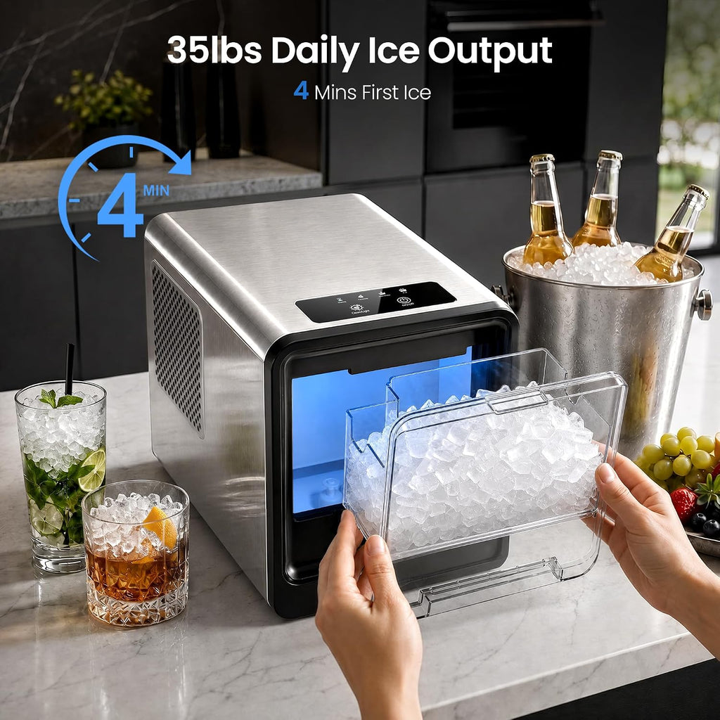 Nugget Ice Maker Countertop, 35 lbs/24H, Ice in 4 Mins