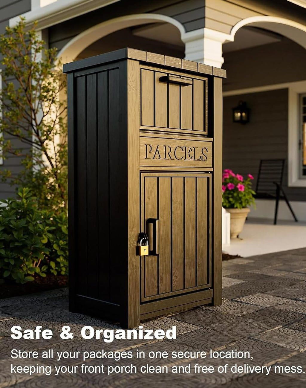 Package Delivery Box for Outside, Large Parcel Drop Box with Lockable Secure, Waterproof and Anti-Theft Storage for