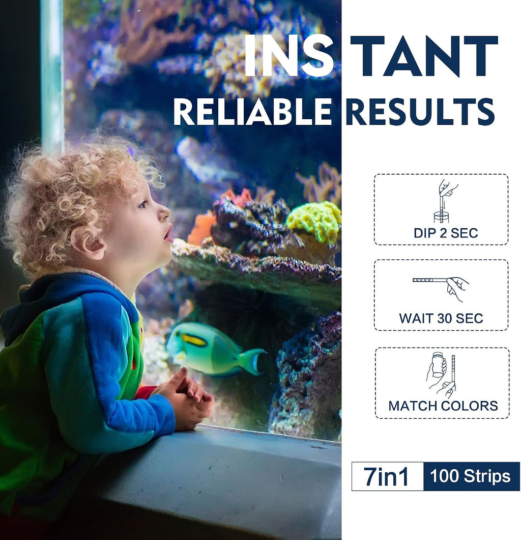 7-Way Aquarium Test Strips for Freshwater Saltwater (50 Strips)
