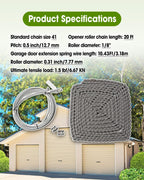 #41 20 ft Roller Chain with 2 Connecting Links and Cable for Gate Openers