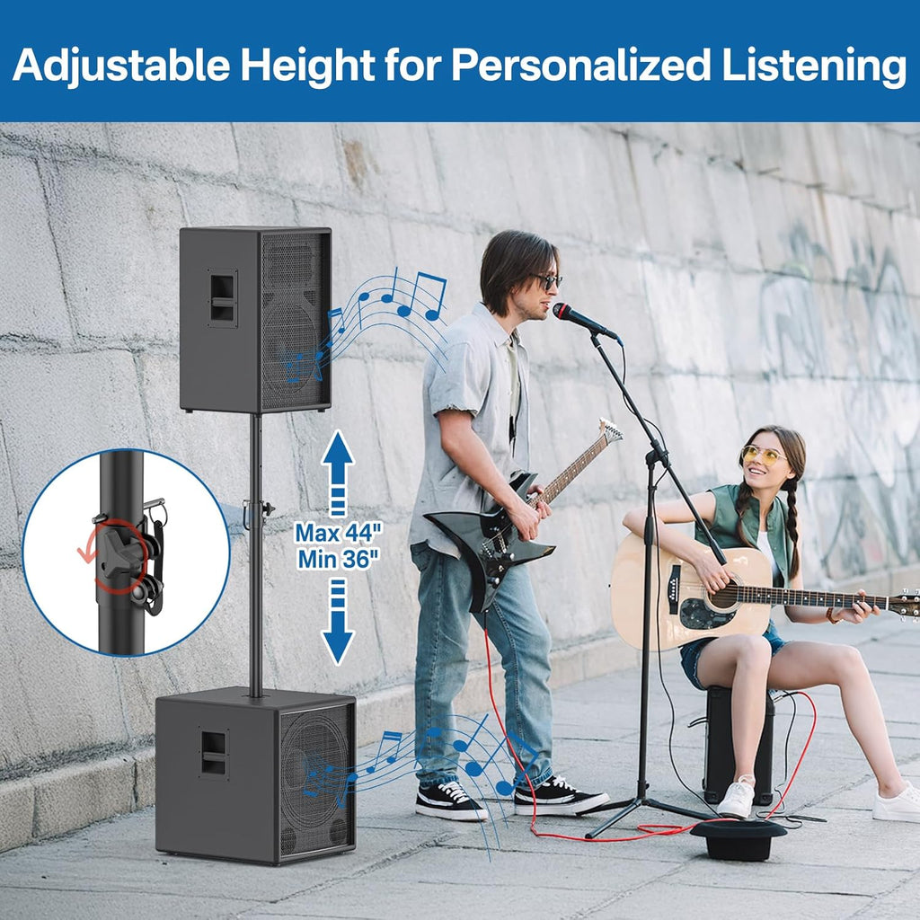 Heavy-Duty Speaker Pole for Subwoofer with Height Adjustable Subwoofer Pole Mount Fits M20 Threaded Mount and 35mm