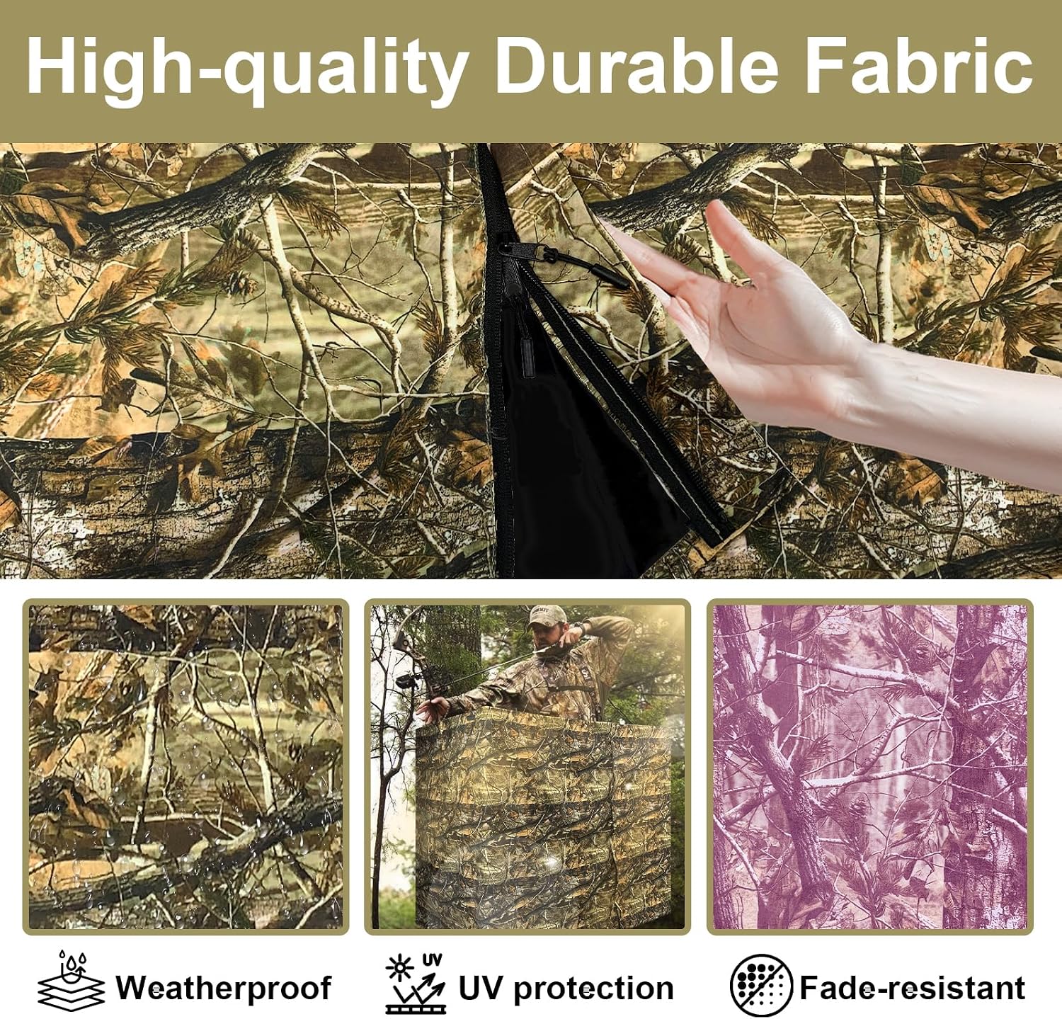 Tree Stand Blind Kit For Deer Hunting 138'' X 35.4'' Universal 2 Man | Silent Tree Stand Skirt Camo Treestand Blind