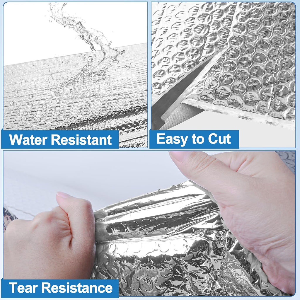 Garage Door Insulation Kit 16P Double Bubble Window Heat Insulation Panels, 6MM 16x8FT Reflective Aluminum Foil