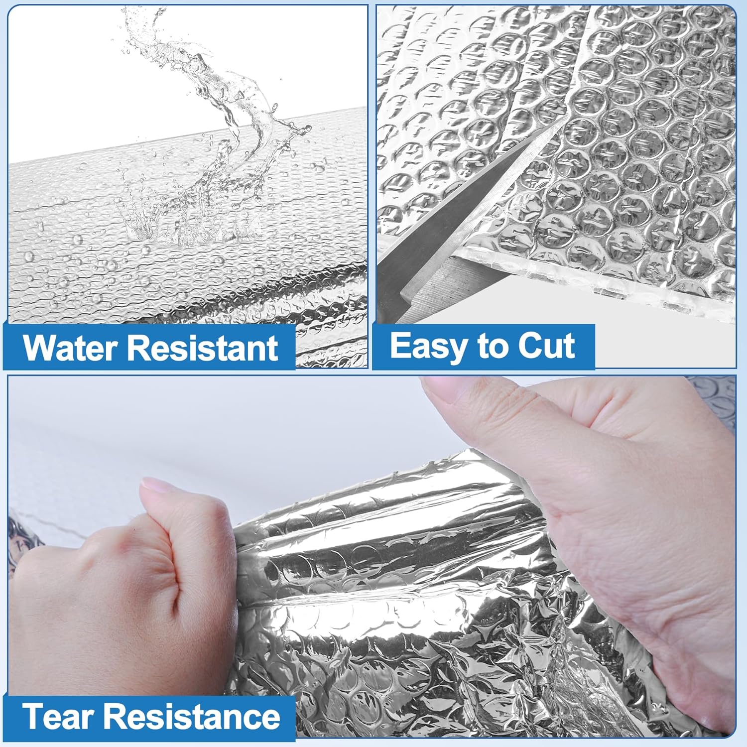 Garage Door Insulation Kit 16P Double Bubble Window Heat Insulation Panels, 6MM 16x8FT Reflective Aluminum Foil