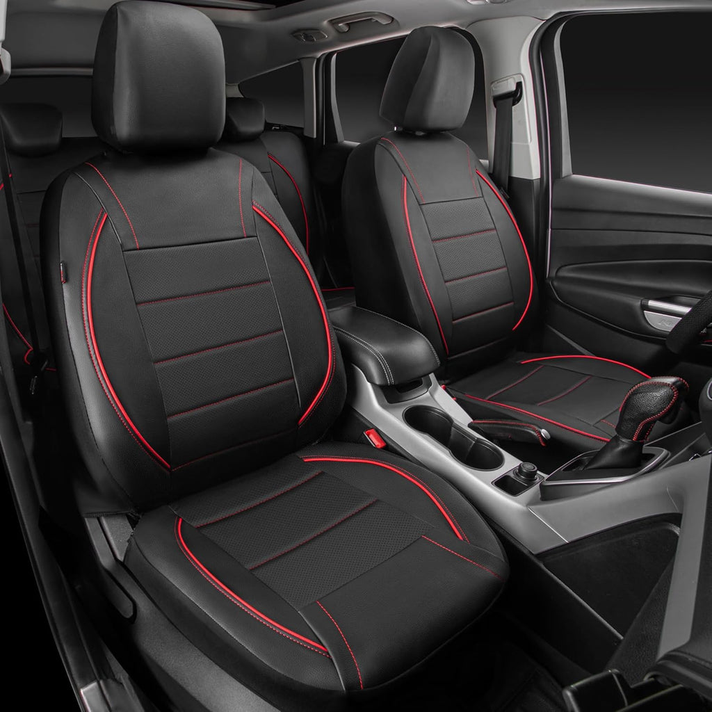 Universal FIT Piping Leather Car Seat Cover, for suvs,Van,Trucks,Airbag Compatible,Inside Zipper Design and Reserved