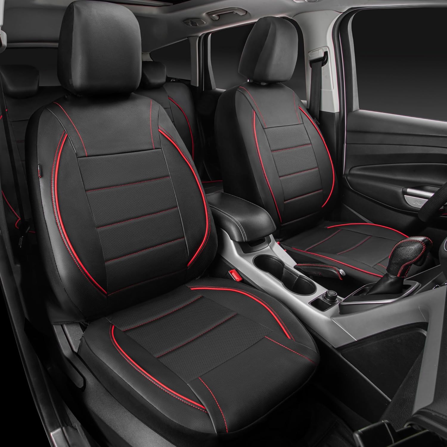 Universal FIT Piping Leather Car Seat Cover, for suvs,Van,Trucks,Airbag Compatible,Inside Zipper Design and Reserved