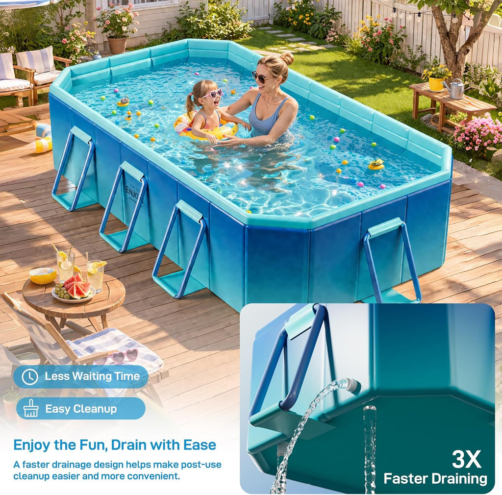 Foldable Pool, Non-Inflatable Swimming Pool for Adults & Family Use, Thickened Collapsible Folding Pool, Large