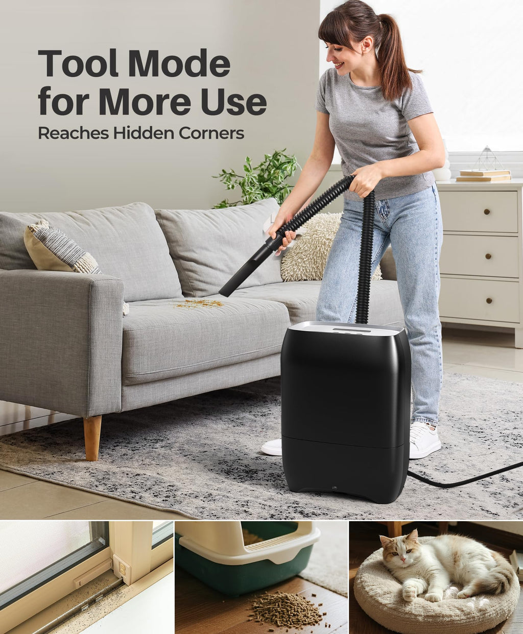 Touchless Vacuum Automatic Dustpan, 6-Pack Dustbags, 20Kpa Suction, 2 Modes