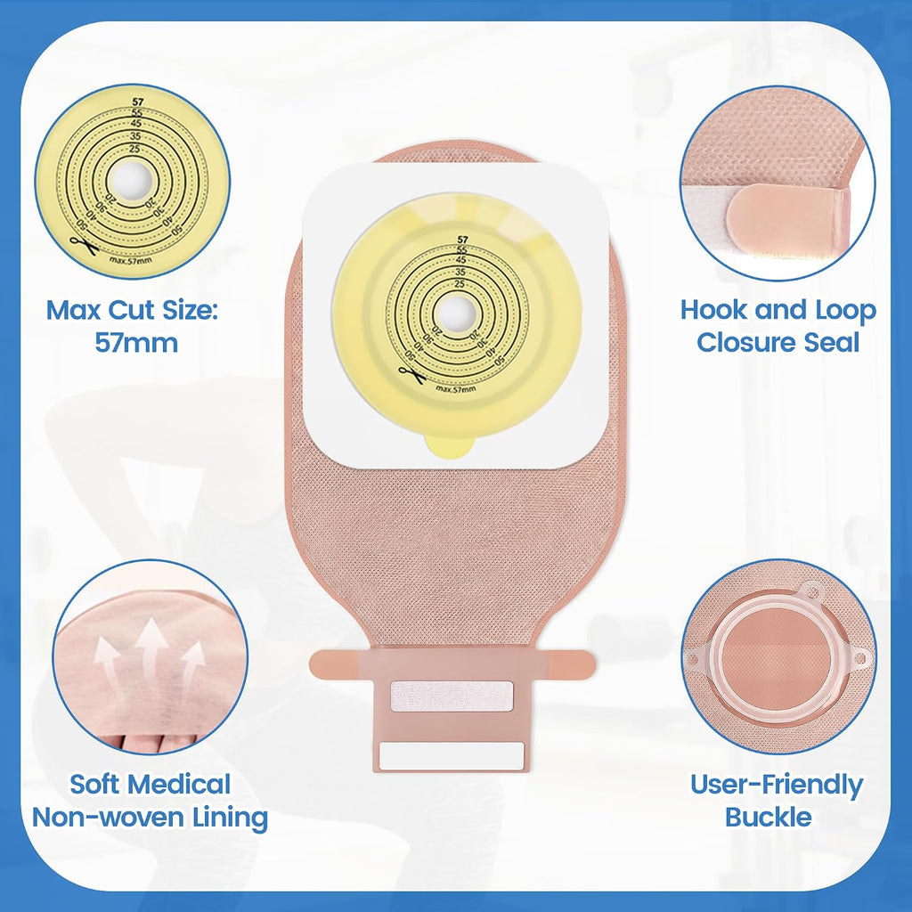 100 Count) 68 Colostomy Bags+32 Barriers, Two-Piece System with Hook and Loop Closure, Ostomy Supplies for Stoma