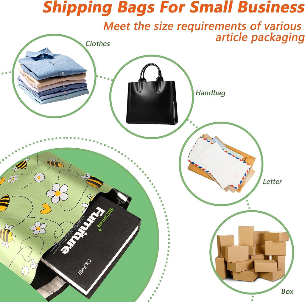 Poly Mailers 10x13 Inch, 100 Pack, Bee Self-Seal Shipping Bags